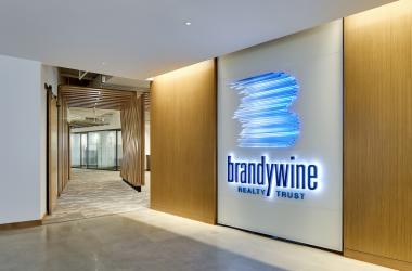 Brandywine Realty Trust logo on the wall of their Philadelphia Headquarters